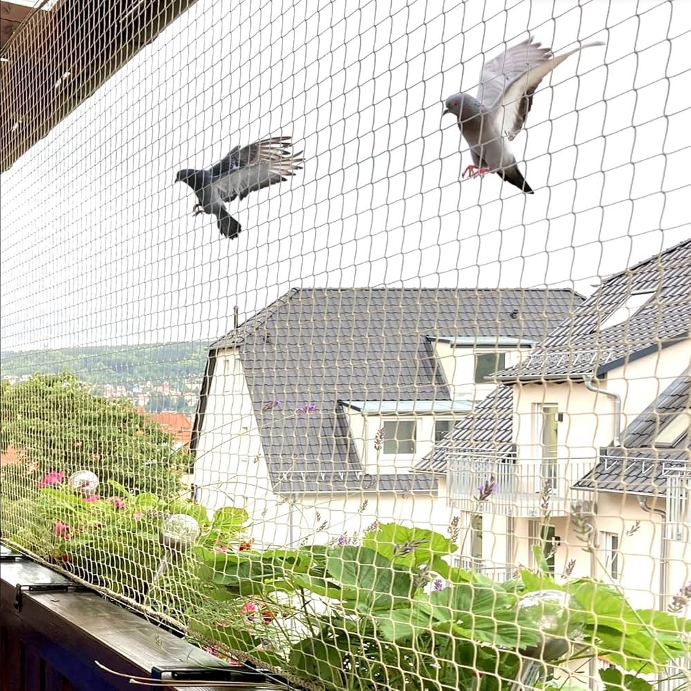 High-rise apartment balconies for pigeon net protection